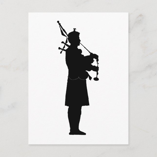 Bagpiper Silhouette Vykort (Framsida)