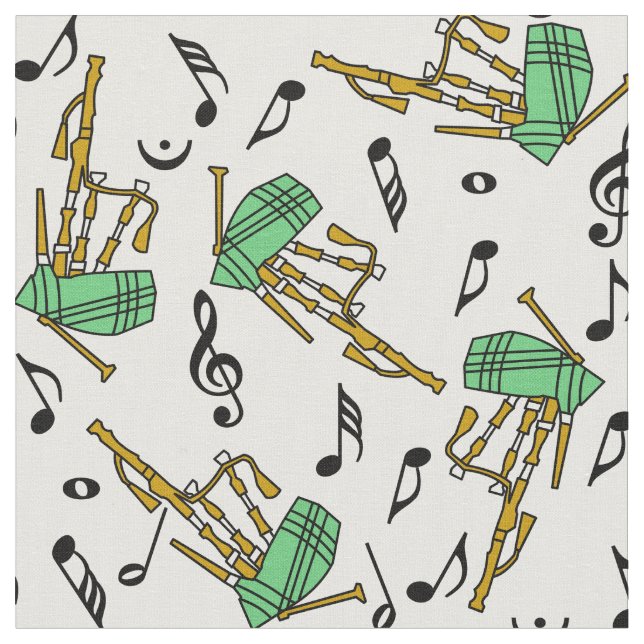 Bagpipes Musik noter Mönster Tyg (Närbild)