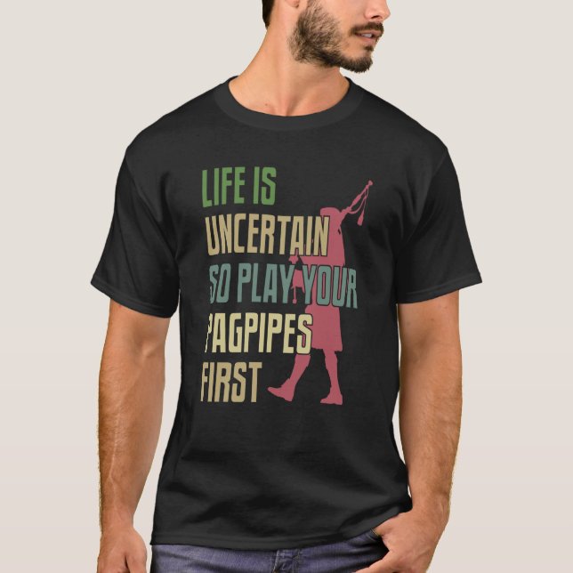 Bagpipes Player Retro Style T Shirt (Framsida)