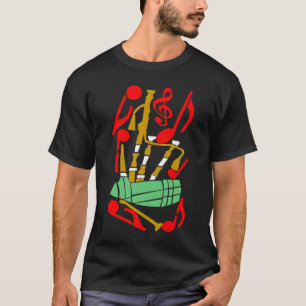 Bagpipes Red Musik noter T Shirt