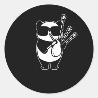 Bagpipes Scotland Panda med Bag Rör Runt Klistermärke