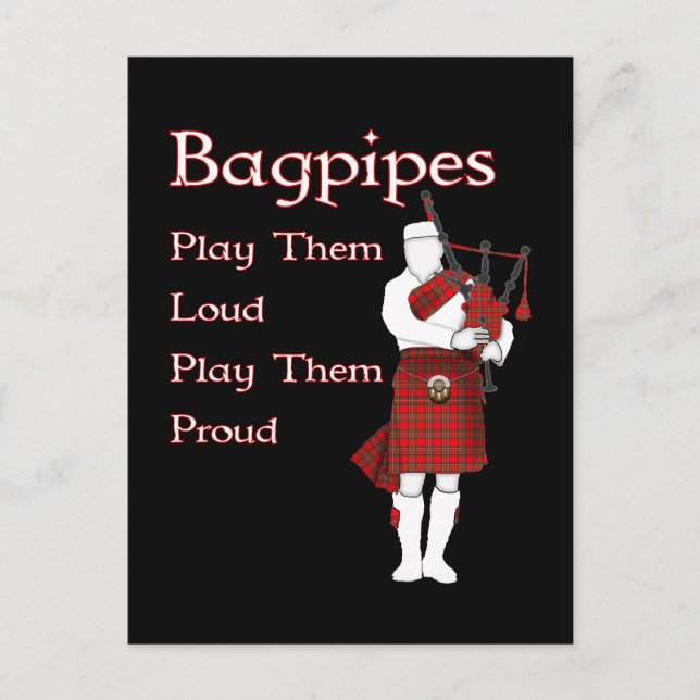 Bagpipes spelar dem Loud Vykort (Framsida)