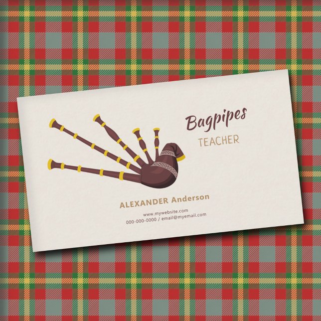 Bagpipes Teacher Visitkort (Bagpipes Teacher Business Card)