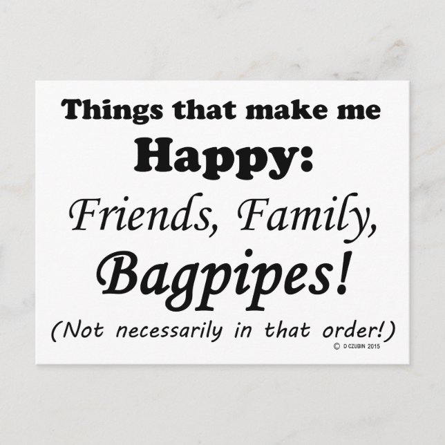 Bagpipor gör mig Lycklig Vykort (Framsida)