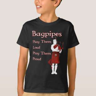 Bagpipor spelar dem högt t shirt