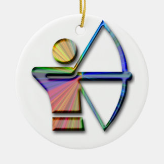 Bågskytt med pilbågen och pilen julgransprydnad keramik