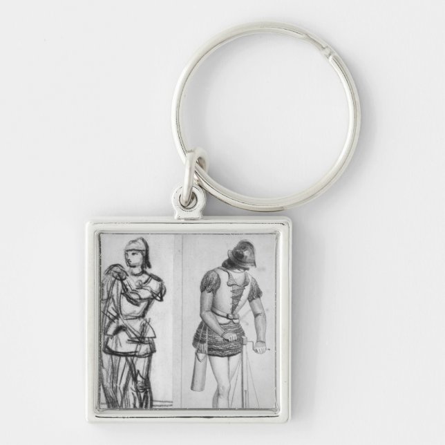 Bågskytt och crossbowman fyrkantig silverfärgad nyckelring (Framsidan)