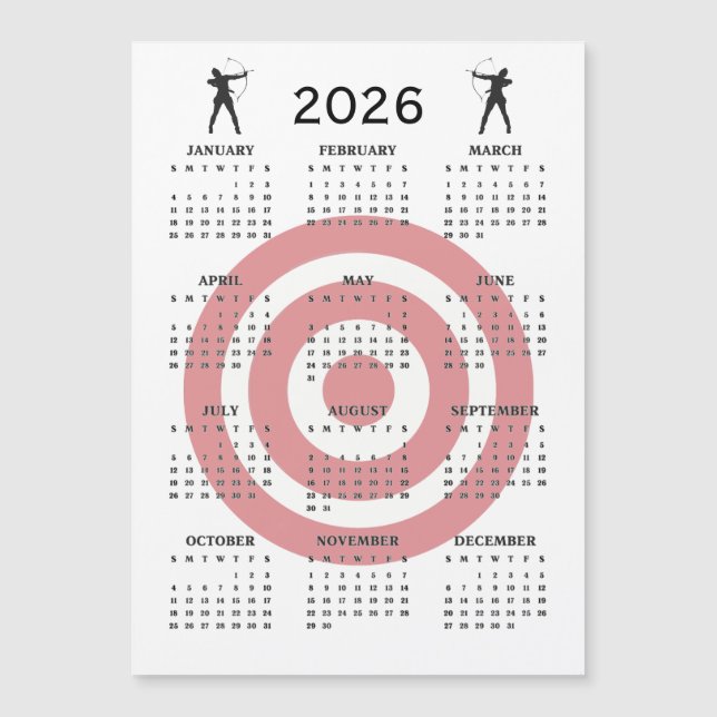 Bågskytte Design 2026 Kalender Magnetisk Kort (Framsida)