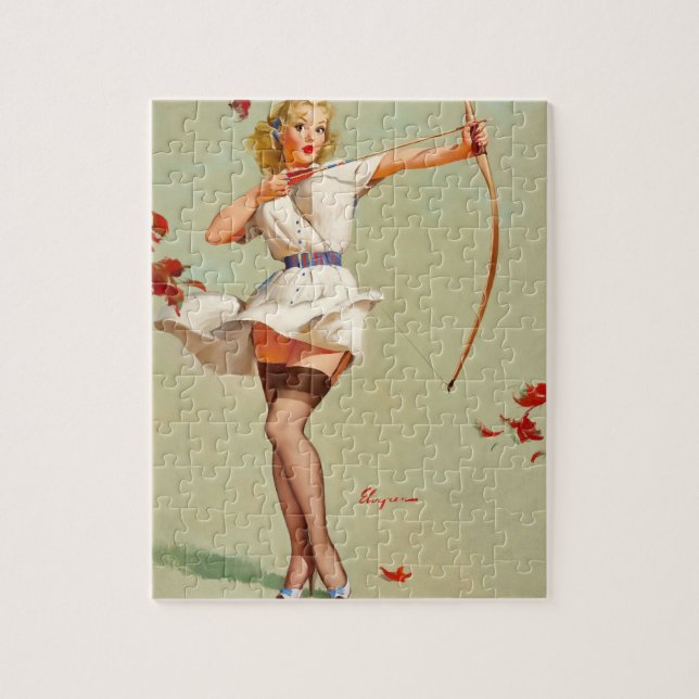 Bågskytte Pin-Up Flicka Pussel (Vertikal)