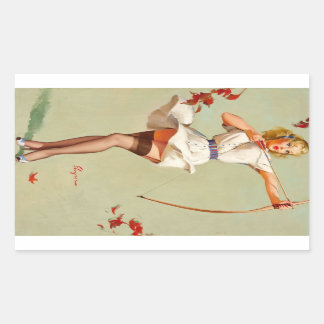 Bågskytte Pin-Up Flicka Rektangulärt Klistermärke