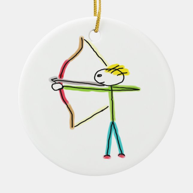 Bågskytte Stickman Julgransprydnad Keramik (Framsidan)