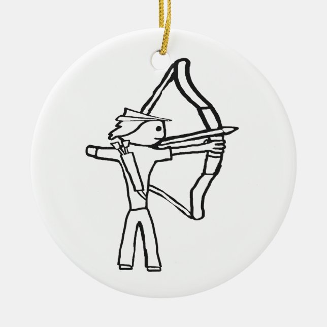Bågskytte Stickman Julgransprydnad Keramik (Framsidan)