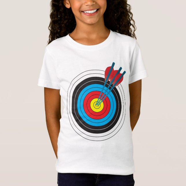 Bågskytte uppsätta som mål med pilar tee shirt (Framsida)