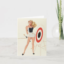 Bågskytte,  Vintage Pinup Födelsedag Kort