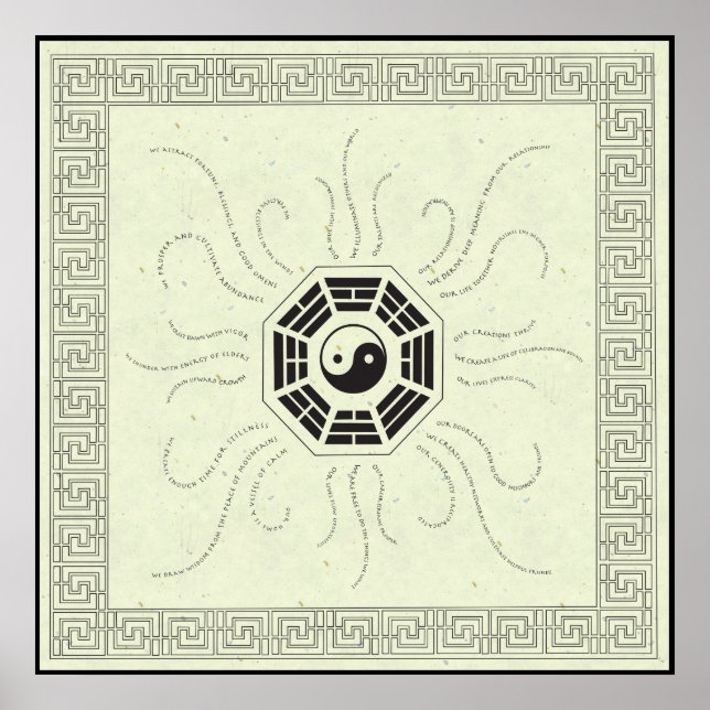 Bagua med bekräftelser poster (Framsidan)