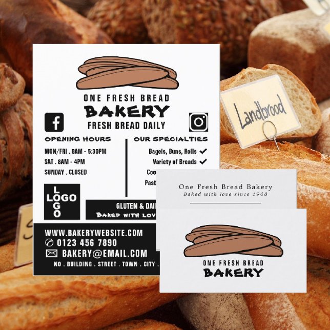 Baguettes, bakers, bakerbutiks-Advert, färsk Flygblad (Skapare uppladdad)