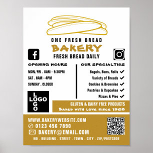 Baguettes, bakers, bakerbutiks-Advert, färsk Poster
