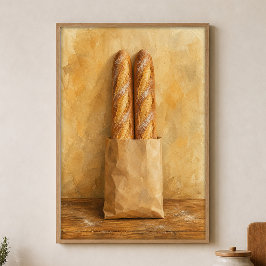 Baguettpar i papper Vattenfärg Poster