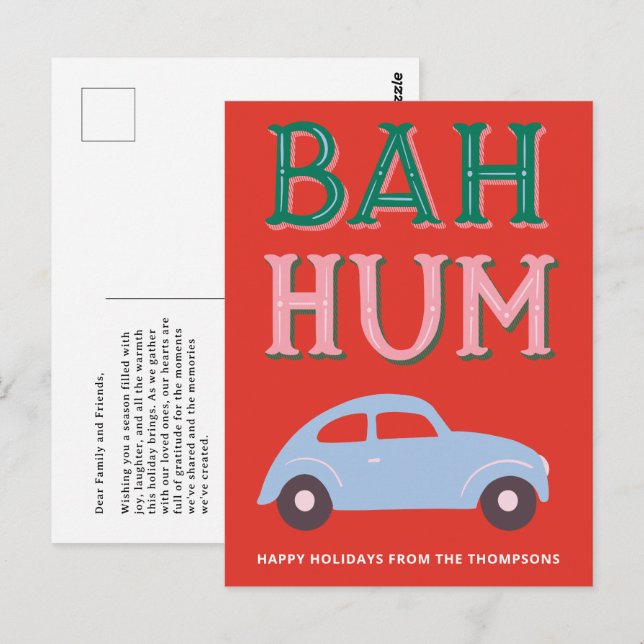 Bah Hum Kryp Illustrated Helgdag Postcard Vykort (Fram/baksida)