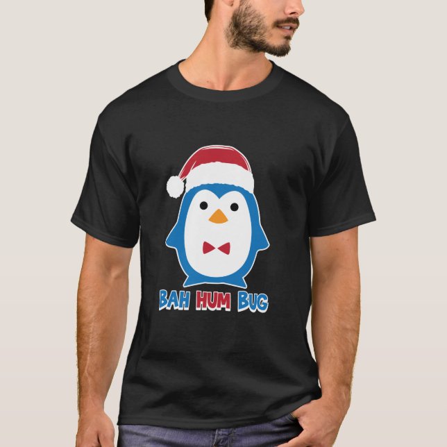 Bah Hum Kryp Penguin Santa Hat Anti Julafton Scroo T Shirt (Framsida)