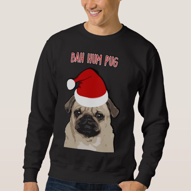 Bah Hum Pug Classic T-Shirt 714 Lång Ärmad Tröja (Framsida)