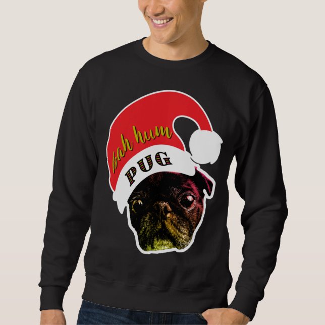Bah Hum Pug Ugly jul Sweater Lång Ärmad Tröja (Framsida)