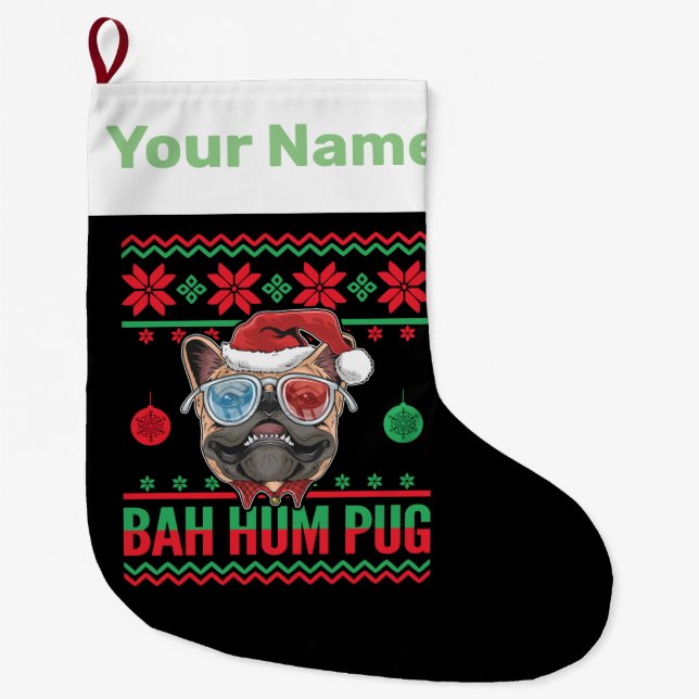 Bah Hum Pug Ugly julparen i Pugs Stor Julstrumpa (Framsidan)