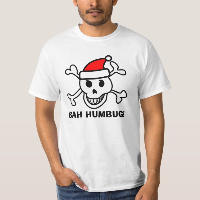 Bah Humbug anti-jul t-skjorta med julskalle T Shirt (Framsida)