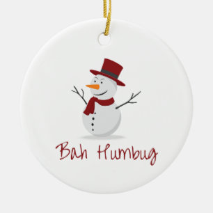 Bah Humbug - busig snögubbe - jul Julgransprydnad Keramik