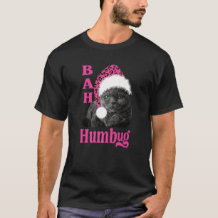 Bah Humbug Cat Leopard Print Santa Hat jul H T Shirt
