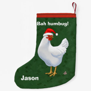 Bah Humbug Chicken i Santa Hat Poops julafton Liten Julstrumpa