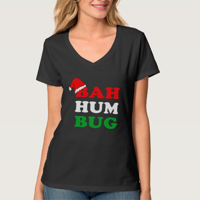 Bah Humbug  Christmas Santa Hat Bah Hum Bug T Shirt (Framsida)