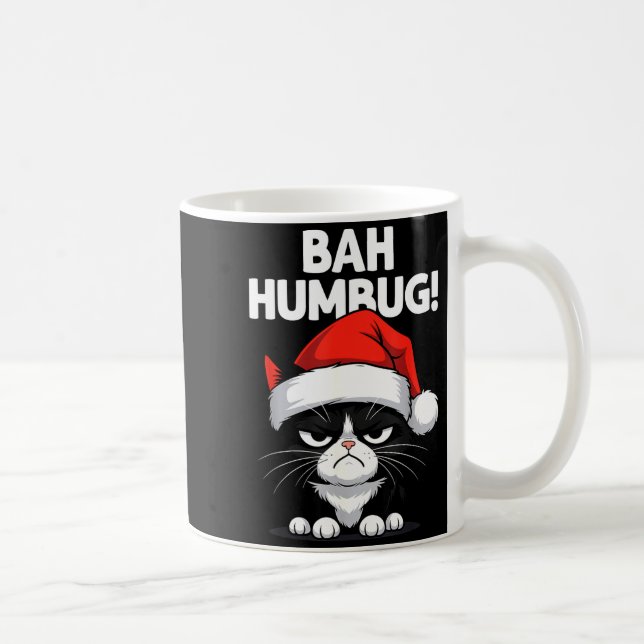 Bah Humbug Funny Bad Cat Christmas Hater Cat Lover Kaffemugg (Höger)