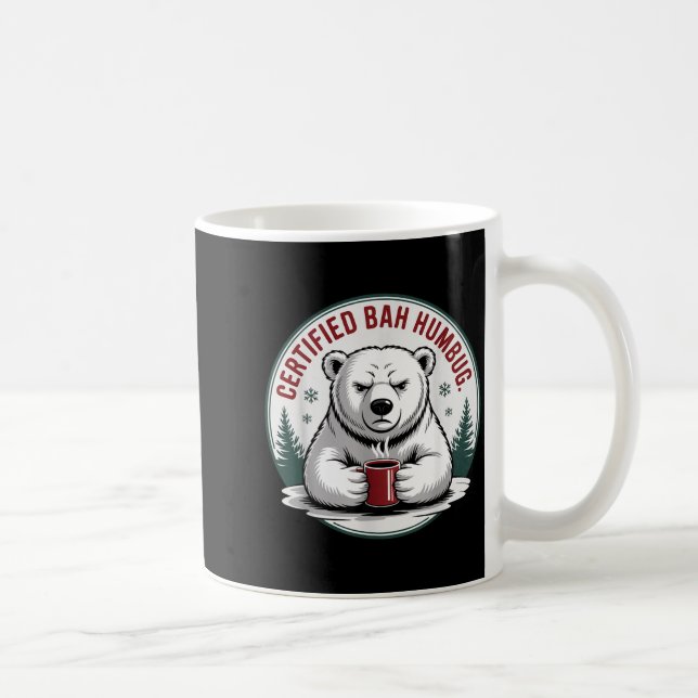 Bah Humbug Funny Christmas Lar Bear Sarcastic Holi Kaffemugg (Höger)