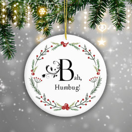 Bah Humbug Funny Sarcastic Family Scrooge Dickens Julgransprydnad Keramik