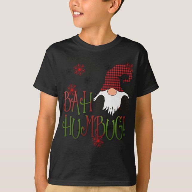 Bah Humbug Gnome Red Play Grumpy Helgdag Christma T Shirt (Framsida)