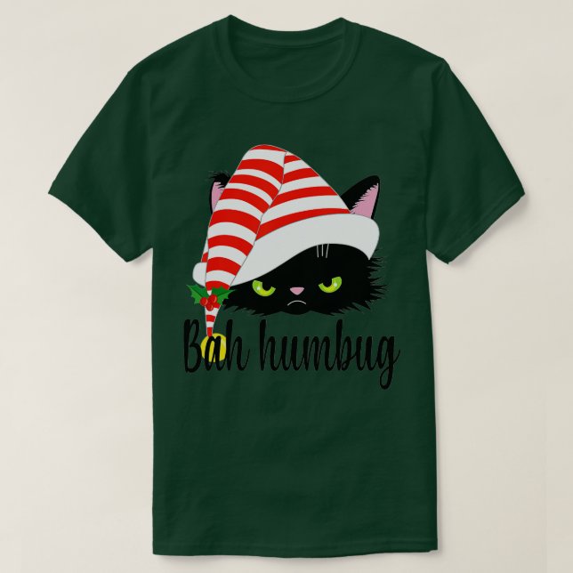 Bah Humbug God jul Funny Cat Lover T Shirt (Design framsida)