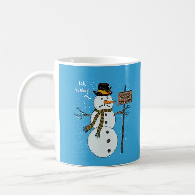 Bah Humbug Grinig Jul Snömannen Introvert Kaffemugg (Vänster)
