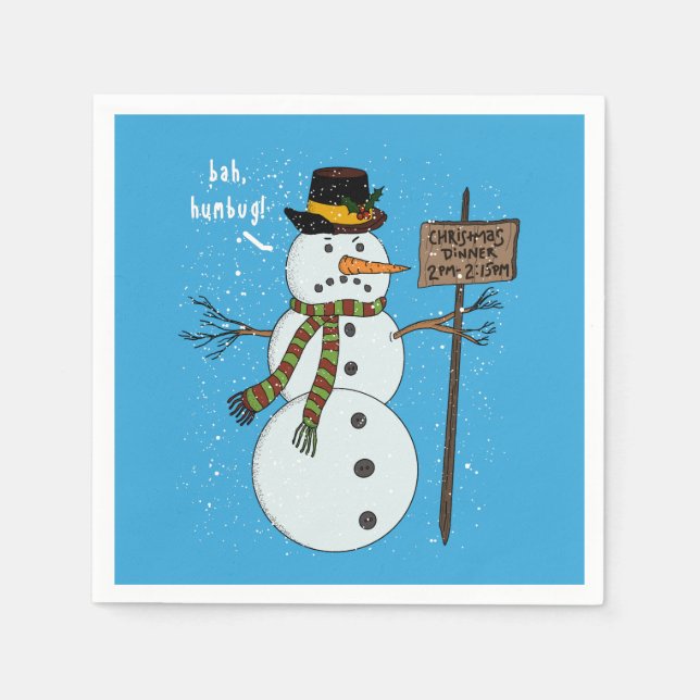 Bah Humbug Grinig Jul Snömannen Introvert Pappersservett (Framsidan)