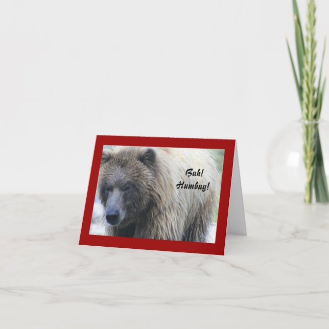 Bah! Humbug! Grizzly Bear Helgdag Notecard Helgkort (Framsida)