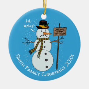Bah Humbug Grumpy jul Snögubbe Introvert Julgransprydnad Keramik
