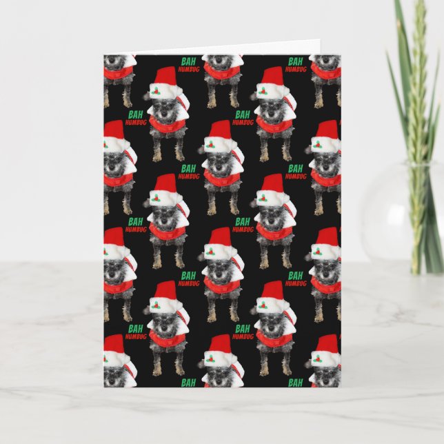 Bah Humbug Jul Hund Mönster Kort (Framsida)