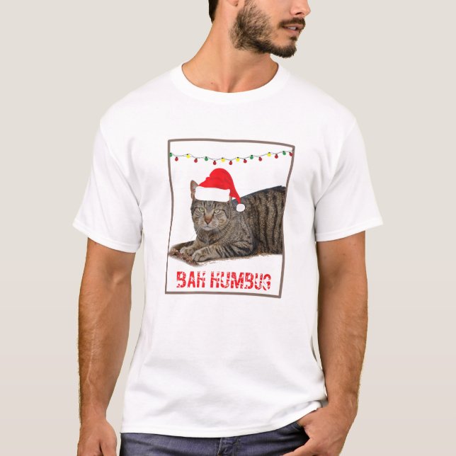 Bah Humbug jul Santa Cat T Shirt (Framsida)