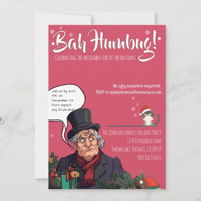 Bah Humbug-julparty – Dyster högtidsglädje Inbjudningar (Framsida)