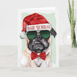 Bah Humbug Pug Hund Funny jul Helgkort