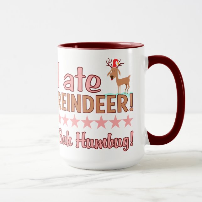 Bah Humbug Reindeer mugg - välj stil & färg (Höger)