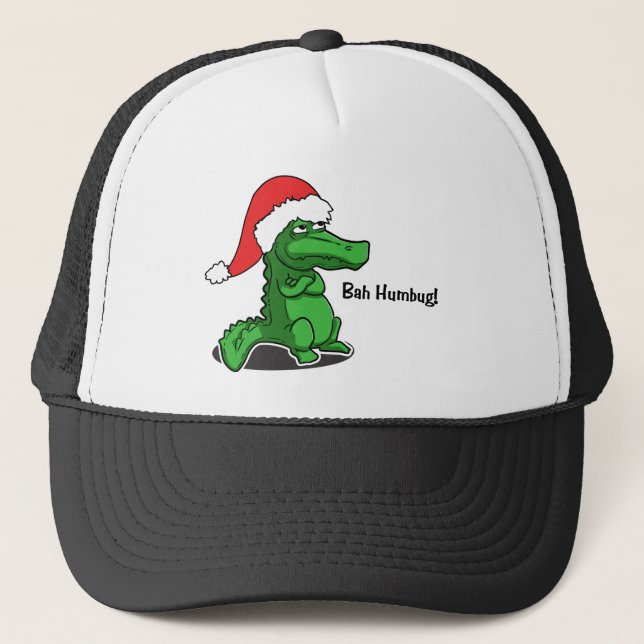 Bah Humbug! Roligt alligator med den Santa hatten Keps (Framsida)