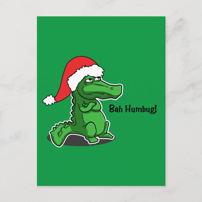 Bah Humbug! Roligt, Alligator med tomhatt Helg Vykort (Framsida)