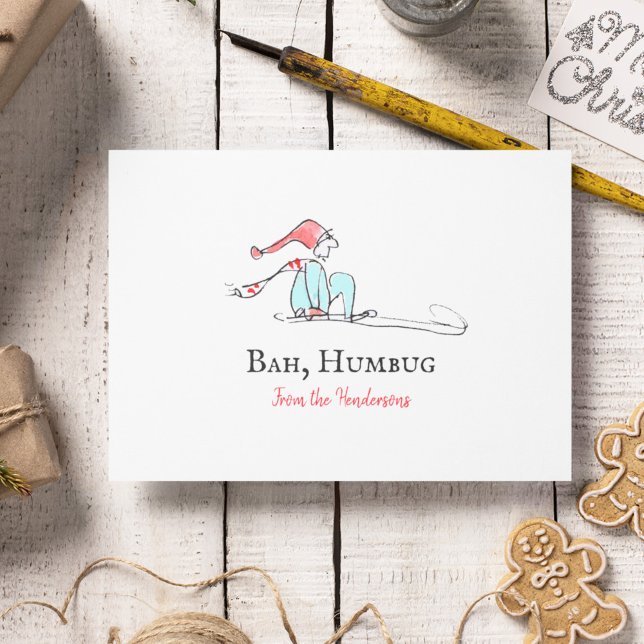 Bah Humbug Roligt Victoriskt Snilsk Disigt Jul Helgkort (This funny Dickens Christmas card features my own elf drawing and Victorian typography.)