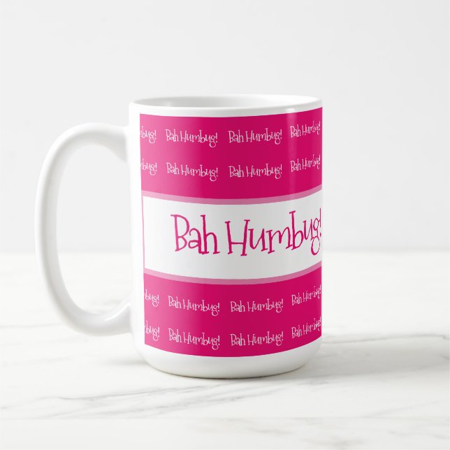 Bah humbug rosa jul kaffemugg (Vänster)